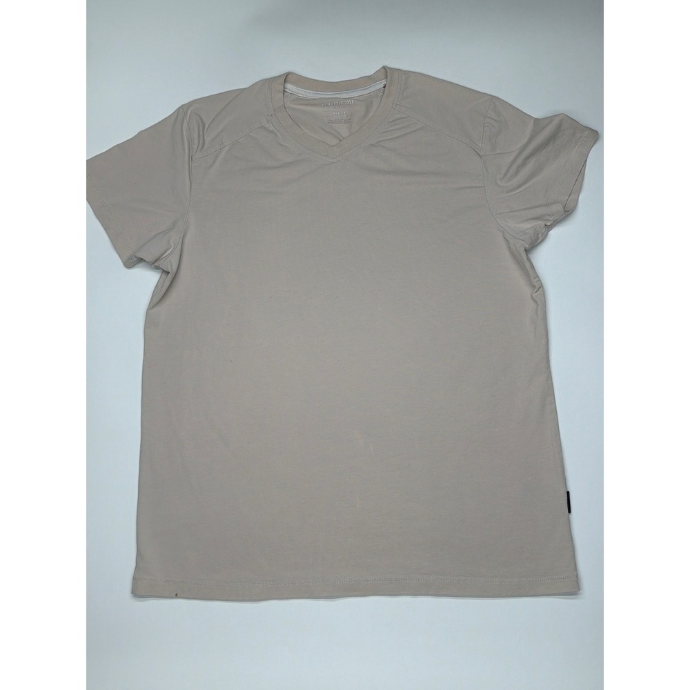 Kenneth Cole Mens V Neck T Shirt Tan Medium Cotton Blend Casual Basic